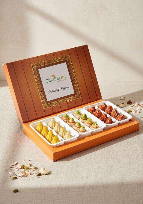 Ghasitaram Gifts Assorted Box of Mawa ,Kaju and Kaju Anjeer/Figs Modaks