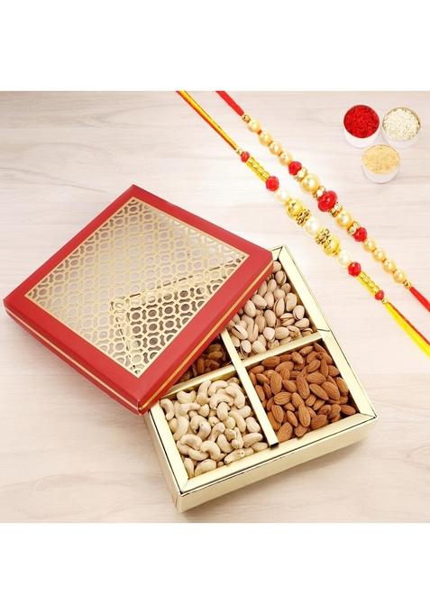 Ghasitaram Gifts Rakhi for Brothers - Carving Box with 2 Rakhis