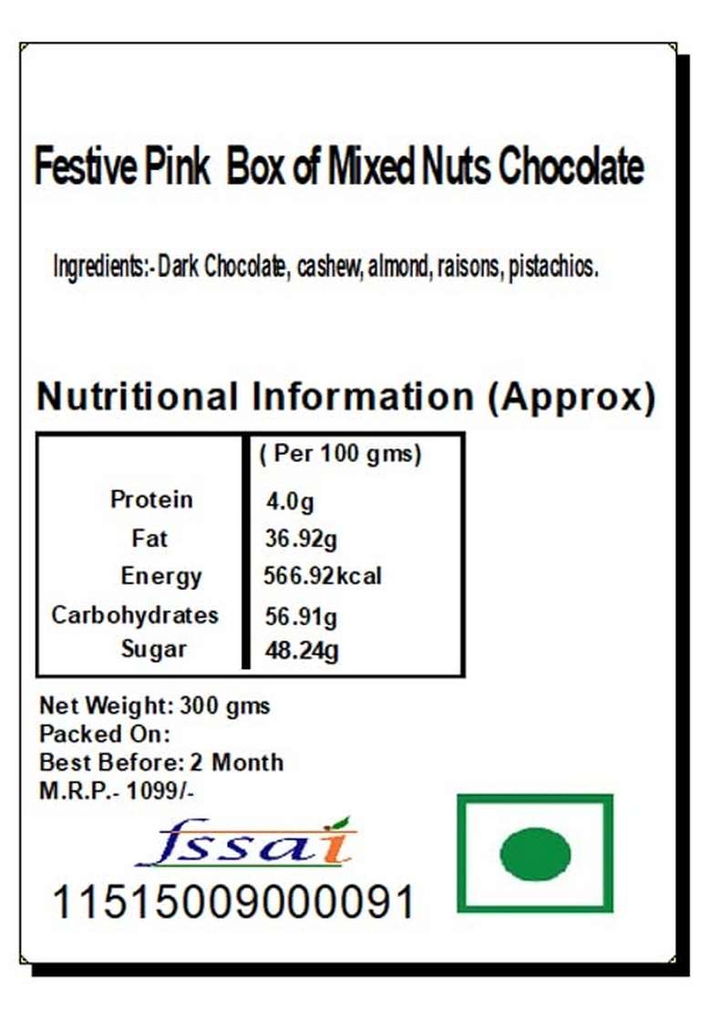 Ghasitaram Gifts Diwali - Festive Pink Box of Mixed Nuts Chocolate |Gift Hamper|Diwali Gift Hamper|Food Hampers|Gourmet Hampers| - Indya
