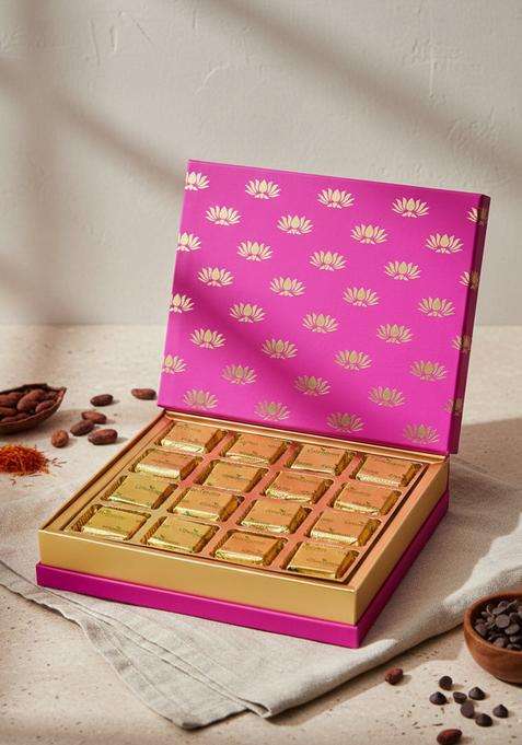 Ghasitaram Gifts Diwali - Festive Pink Box of Mixed Nuts Chocolate |Gift Hamper|Diwali Gift Hamper|Food Hampers|Gourmet Hampers|