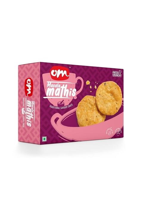 OM SWEETS & SNACKS Masala Mathi | No Preservatives Freshly Prepared Crispy And Khasta Mathi, Healthy Hygienic Indian Tea Time Crunchy Snack, Delightfully Ready To Eat Namkeen Savouries 300 Gms Each Pack Of 2