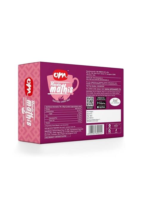 OM SWEETS & SNACKS Masala Mathi | No Preservatives Freshly Prepared Crispy And Khasta Mathi, Healthy Hygienic Indian Tea Time Crunchy Snack, Delightfully Ready To Eat Namkeen Savouries 300 Gms Each Pack Of 2