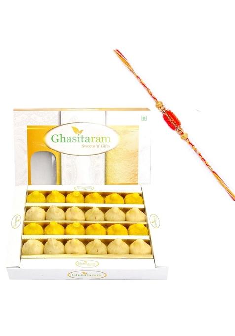 Ghasitaram Gifts Sweets Ganesha Modaks Mawa 400 GMS with Rakhi