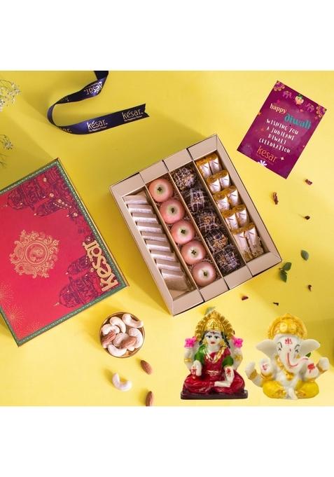 Dessert Drama Diwali Special Assorted Kaju Sweets (Kaju Katli, Chocolate Ice Ball, Apple, and Kesar Roll)