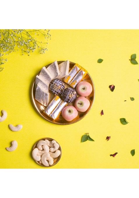 Dessert Drama Diwali Special Assorted Kaju Sweets (Kaju Katli, Chocolate Ice Ball, Apple, and Kesar Roll)