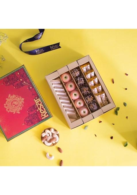 Dessert Drama Diwali Special Assorted Kaju Sweets (Kaju Katli, Chocolate Ice Ball, Apple, and Kesar Roll)