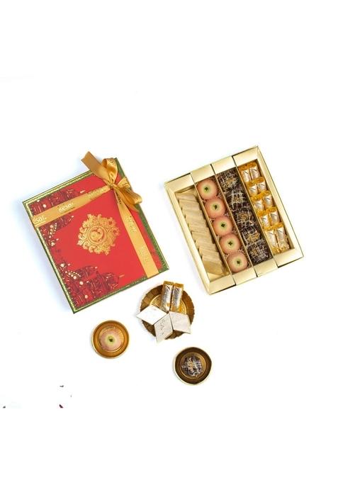 Dessert Drama Diwali Special Assorted Kaju Sweets (Kaju Katli, Chocolate Ice Ball, Apple, and Kesar Roll)