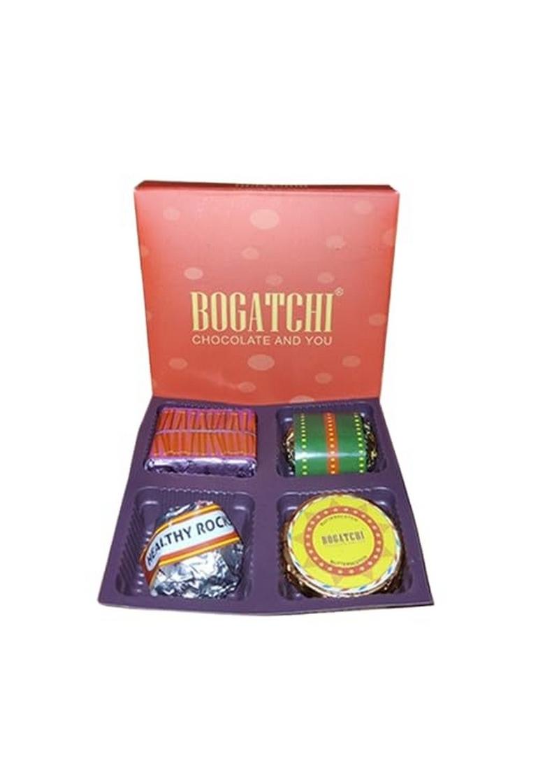 BOGATCHI Festive Chocolate Gift Box with T-Light Candle Holder, Mata Feet & Shri Yantra Perfect Diwali Hamper (Pack of 3, 55g)