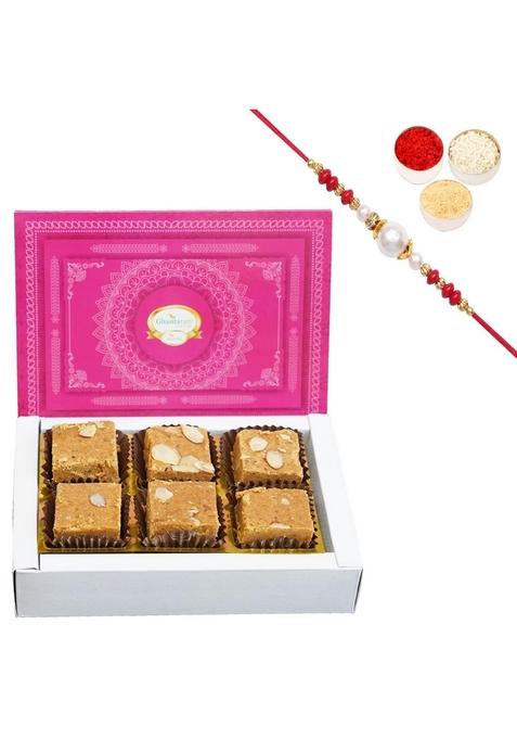 Ghasitaram Gifts Rakhi Gifts/Rakhi Sweets - Sugarfree Besan barfi 200 gmswith
