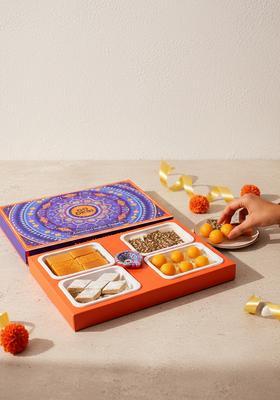 GO DESi Assorted Meetha Gift Box | Kaju Katli Besan Laddoo Mysore Pak Badam Coconut Barfi Sweets Indian Mithai Pack