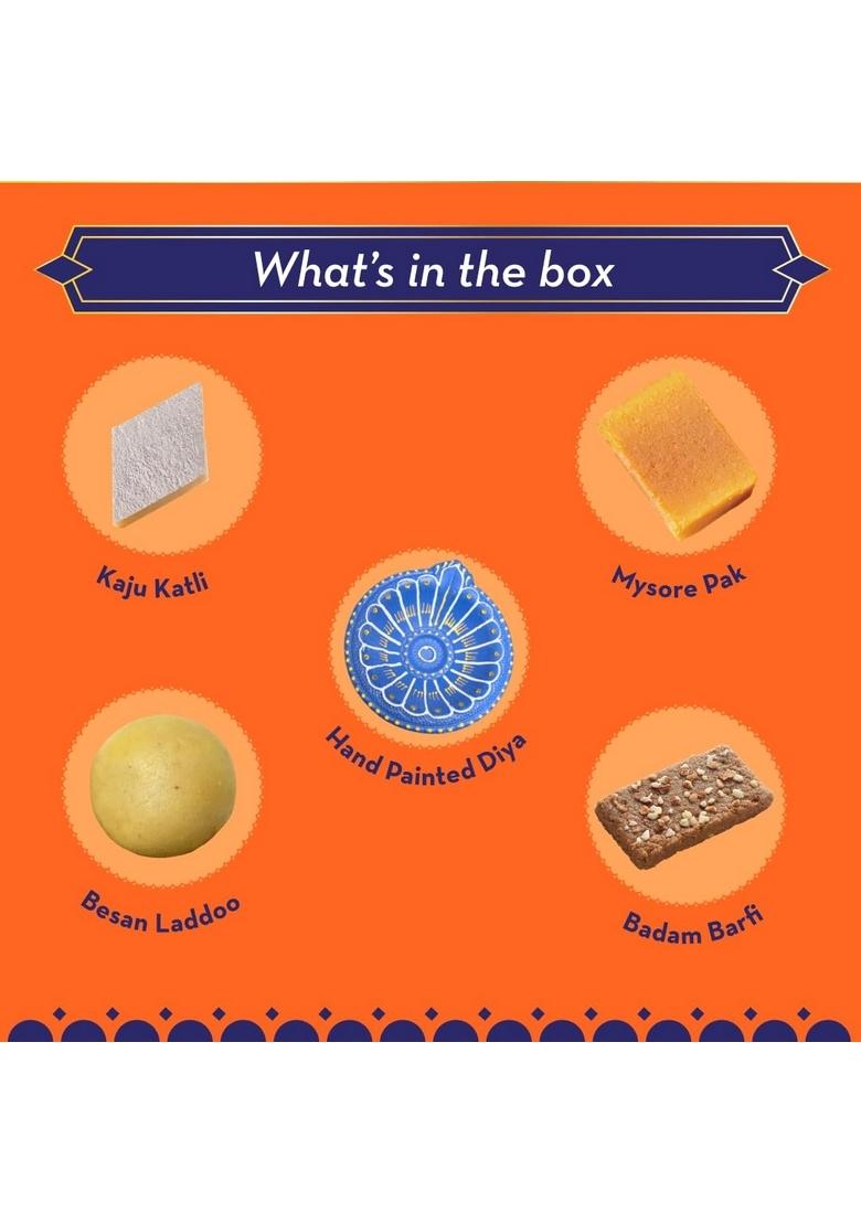 GO DESi Assorted Meetha Gift Box | Kaju Katli Besan Laddoo Mysore Pak Badam Coconut Barfi Sweets Indian Mithai Pack