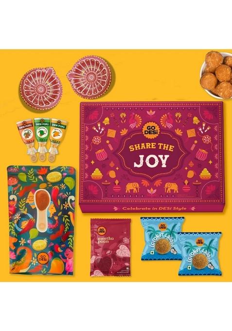 GO DESi Bhai Dooj Gift Box 12 Items| set for brother sister | Share the Joy |Coconut Laddu POPz: Tangy Imli, Real Aam, Kaccha Aam Meetha Paan Diwali Gifts Family and Friends