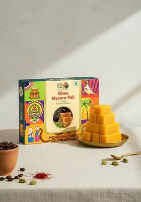 SWEET KARAM COFFEE Ghee Mysore Pak 100grams | Traditional South Indian Made with Pure No Refined Sugar Soft & Rich Texture Homemade Mithai Festive Treat