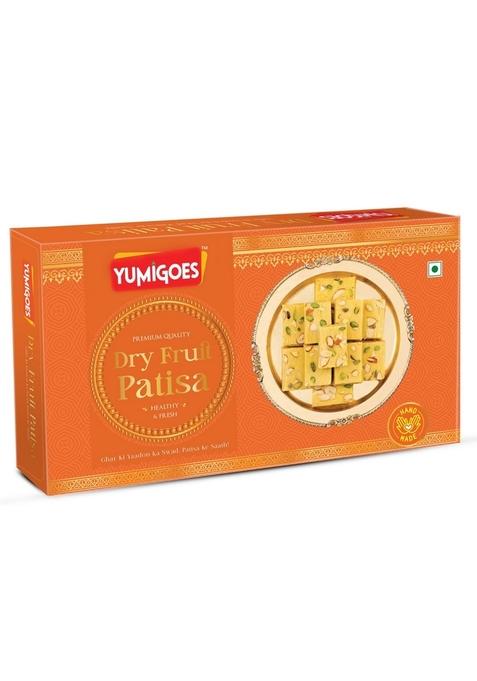 Yumigoes Dry Fruit Patisa 400g Punjabi Mithai Made with Premium Fruits | Indian Sweet Gift Box for Diwali, Rakhi, Weddings & Festive Gifting