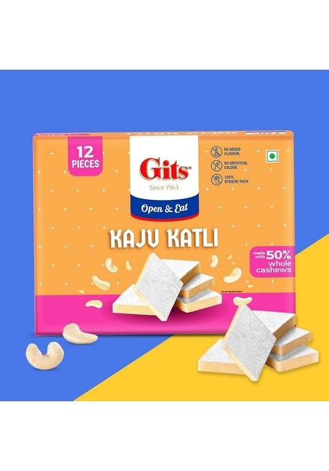 Gits Kaju Katli 125 Gm X 1 Box (12 Pieces) | Made with Finest Cashews Barfi Indian Mithai No Added Colours |Traditional Sweets Gift Pack