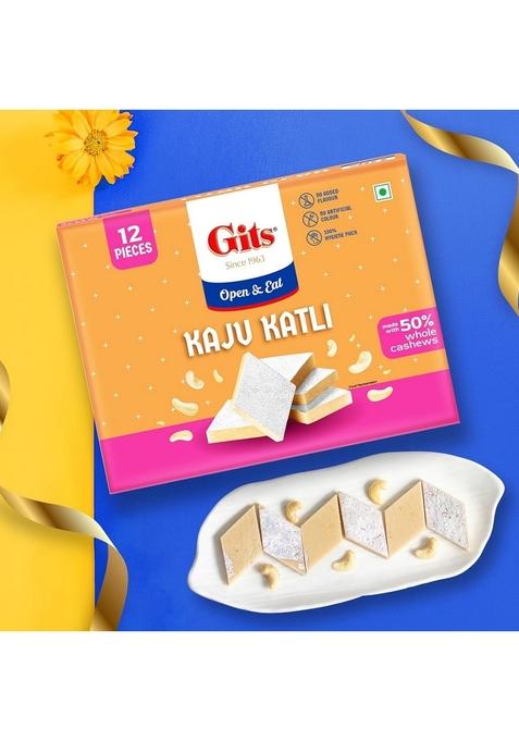 Gits Kaju Katli 125 Gm X 1 Box (12 Pieces) | Made with Finest Cashews Barfi Indian Mithai No Added Colours |Traditional Sweets Gift Pack