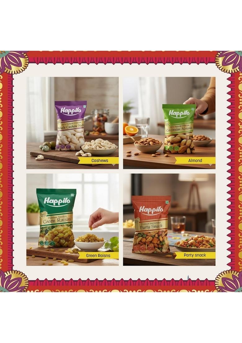 Happilo Premium Celebrations Gift Pack with 7 Inclusions | Dry fruit Sweet, Date Delight, Almond, Cashew, Raisin,Panchmeva, Party Snack Robin Fruits box for Birthday's and Anniversaries