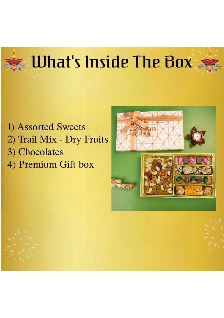 ASHA SWEET CENTER SWEETS Luxurious Bites Gift Hamper|Premium Assorted Box with Dry Fruits|Festive Gifting for Employees,Clients & Colleagues|Traditional Mithai Office Celebration