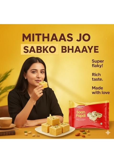 BIKANO Soan Papdi 400g | Traditional Indian Sweet Soft & Flaky Mithai Ready to Eat Dessert