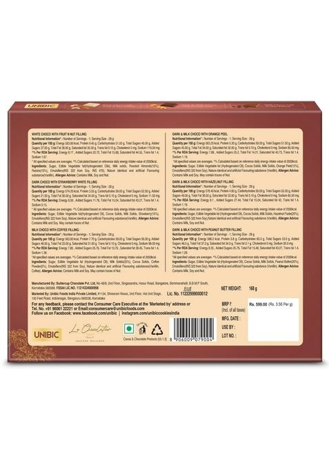 Unibic Le Chocolatier|Assorted Chocolates|Chocolate Gift Pack,168 Gram