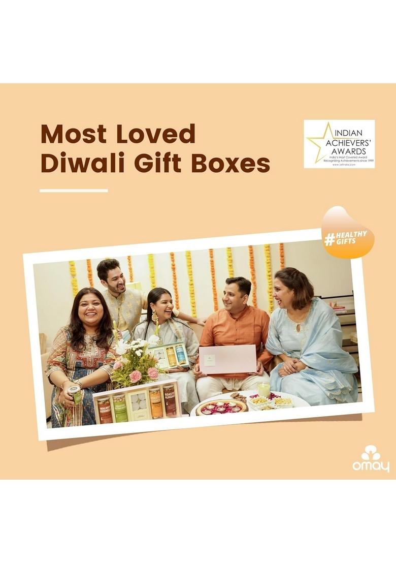 Omay Foods Wonderful Delights Gift Box I Dry-Fruits, Healthy Snacks, Tea Wedding Hamper | Corporate New Years Favors Premium Festive