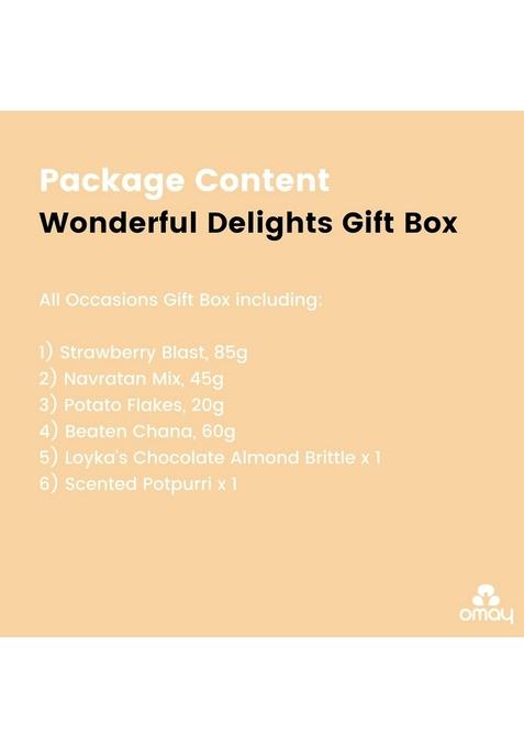 Omay Foods Wonderful Delights Gift Box I Dry-Fruits, Healthy Snacks, Tea Wedding Hamper | Corporate New Years Favors Premium Festive