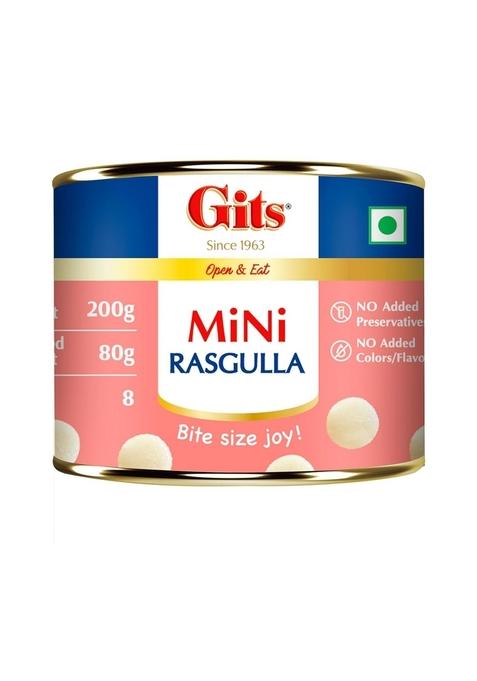 Gits MiNi Rasgulla Open & Eat Tin 200 gms | 8 pieces Small Pack Quick Sweet Cravings