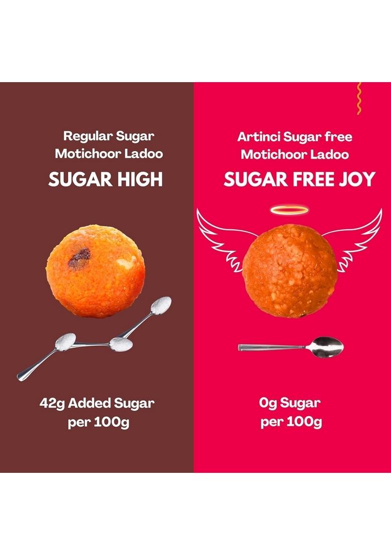 Artinci Sugar Free Assorted Laddu Sampler Pack of 6 (Motichoor, Protein, Besan) | Diabetic Friendly Zero Maida, sugar, Oil Guilt-Free Mithai Trial Box, 2 Each Type