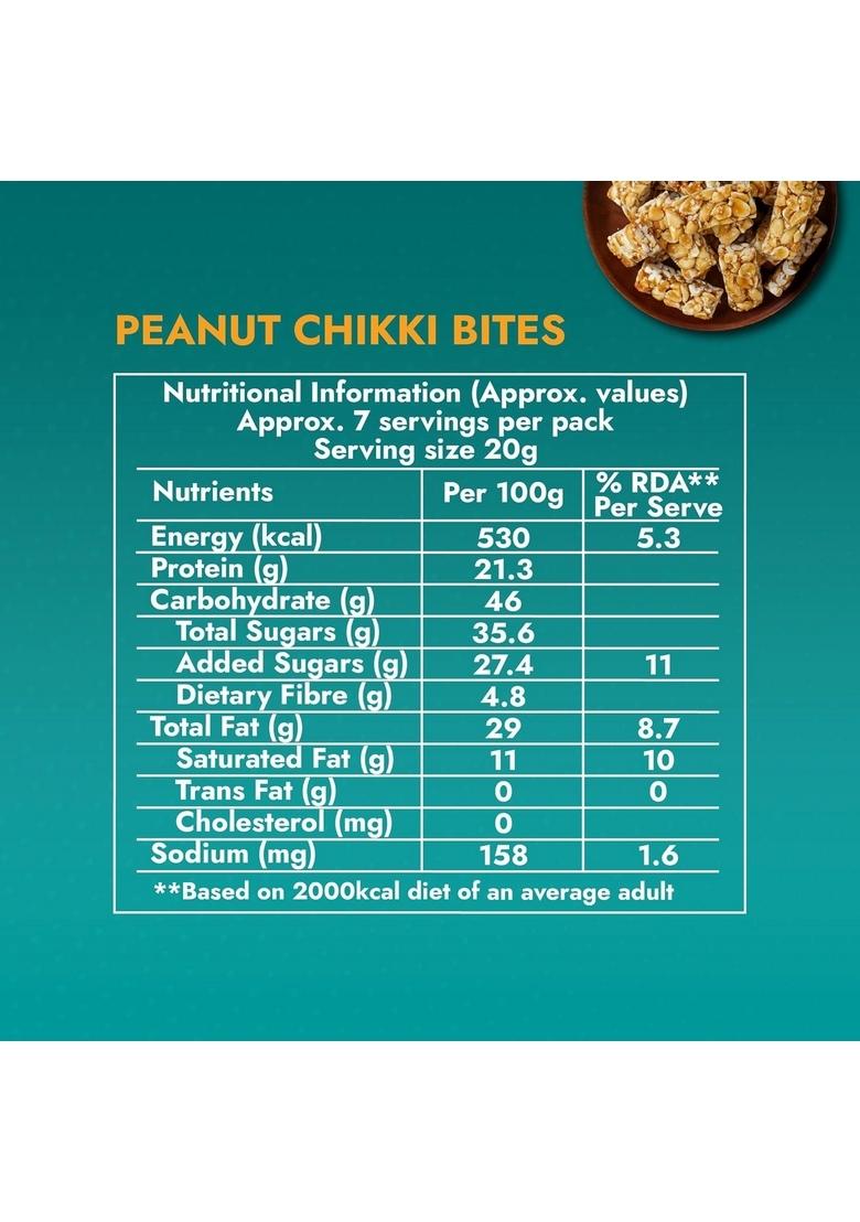 SWEET KARAM COFFEE Peanut Chikki Bites Pack of 2 (150g Each) | No Palm Oil or Preservatives Jaggery Sweetened White Sugar Free High Protein & Fiber Kadalai Mittai Gajak Healthy Indian Snack