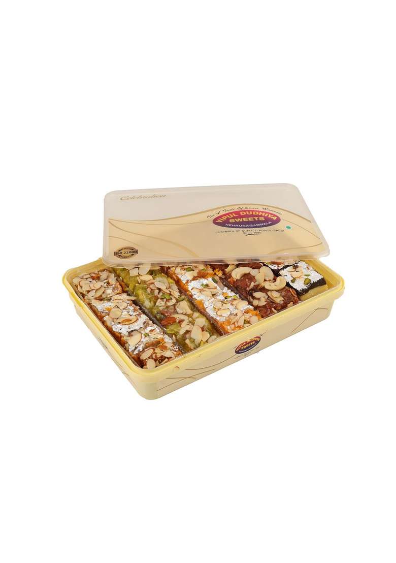 Vipul Dudhiya Sweets Mix Mithai Box Pure Ghee | Festive Gift Pack Indian Sweet for Diwali Festival. Fresh and Healthy (sp.mix (pure -1kg) - Indya