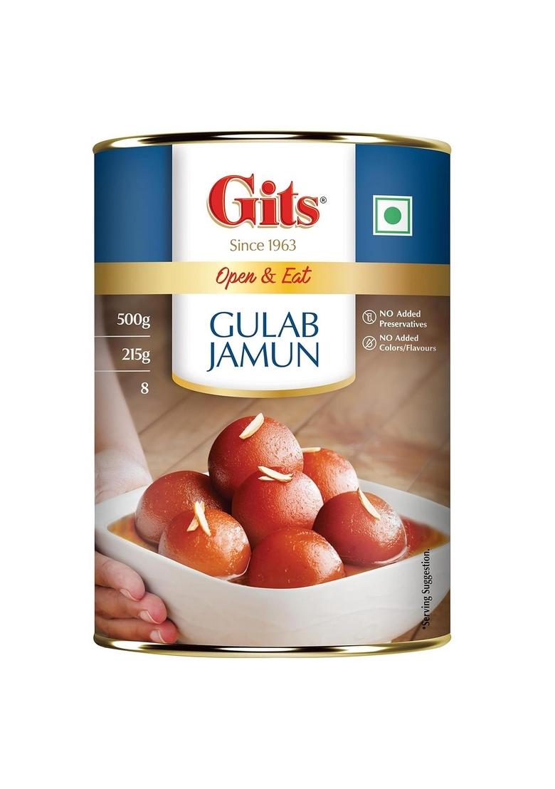 Gits Gulab Jamun Tin |500gm, 8 Pieces |Open & Eat | Mouth-Watering Indian Mithai Delicious, tasty, melts in mouth
