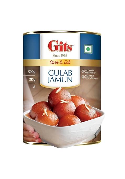 Gits Gulab Jamun Tin |500gm, 8 Pieces |Open & Eat | Mouth-Watering Indian Mithai Delicious, tasty, melts in mouth