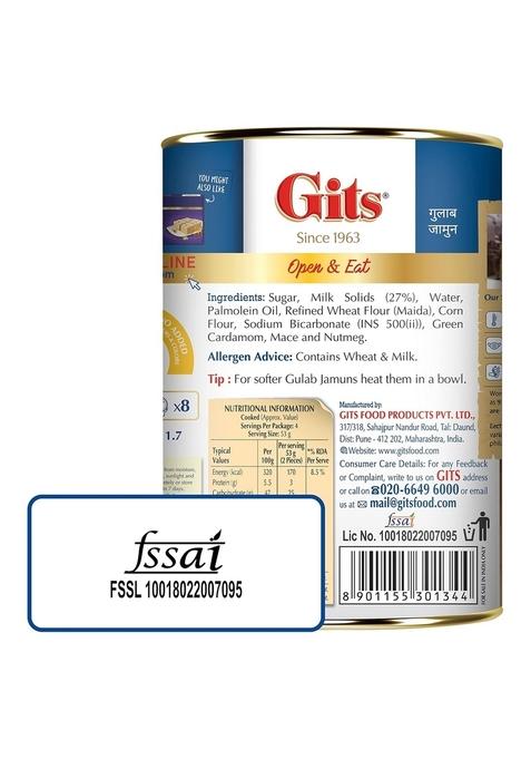 Gits Gulab Jamun Tin |500gm, 8 Pieces |Open & Eat | Mouth-Watering Indian Mithai Delicious, tasty, melts in mouth