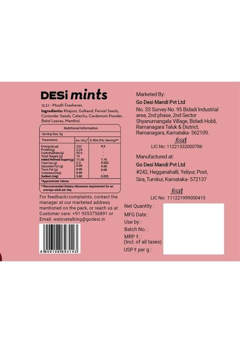GO DESi Meetha Paan Mouth fresheners, Mints, Refreshing Mouthfreshener, Mukhwas, Box of 40 Sachets