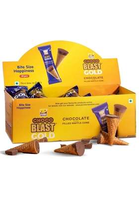 Pure Temptation Chocoblast Chocolate-Filled Waffle Cones [20 Pieces] Snacks for Kids & Adults - Non-Meltable Chocolate, Gift Pack Individually Wrapped Choco Cone Bites
