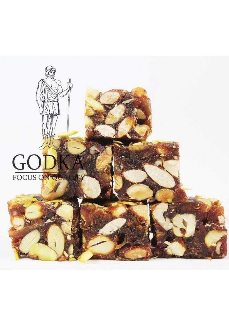 GODKA Dry Fruits Sugarfree Dates Barfi/Khajoor Dryfruit Chikki/Kaju Badam Chikki/Energy Bite & Healthy Snacks with Goodness of Fruits, 500 gm