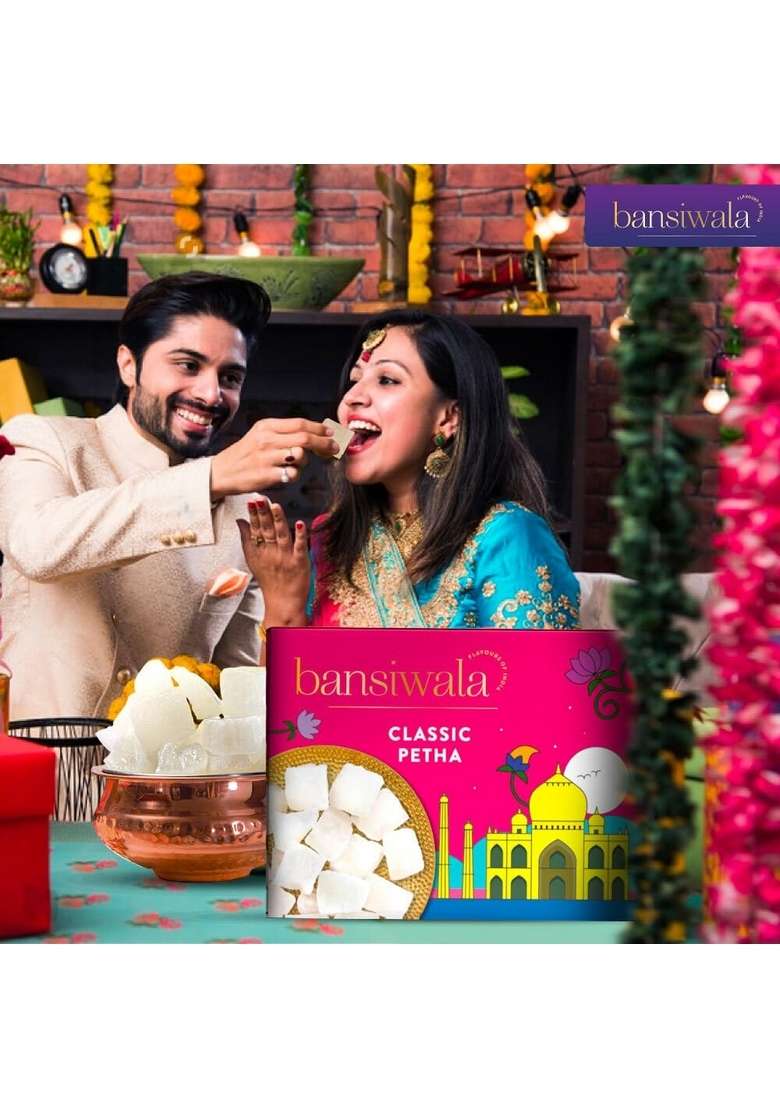 BANSIWALA Agra Petha 350g - Original Dry Ka | Classic Soft and Juicy Indian Sweet Sweets Gift Box Vegan & Preservative-Free Delicious Mithai! - Indya