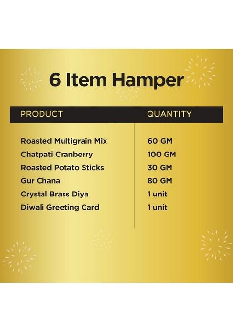 Healthy Treat Diwali Glow Gift Hamper | Roasted Snacks Box with Crystal Diya and Greeting Card Diwali-Gift Hampers Sweet Savory Wholesome Corporate Gifting Deepawali for