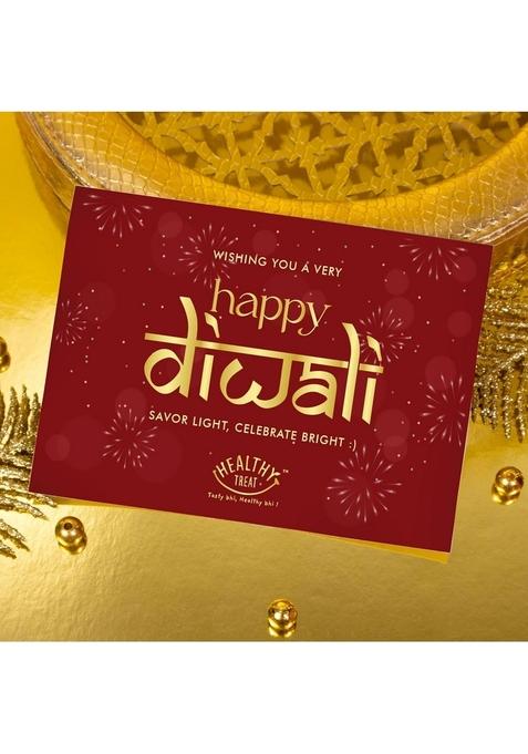Healthy Treat Diwali Glow Gift Hamper | Roasted Snacks Box with Crystal Diya and Greeting Card Diwali-Gift Hampers Sweet Savory Wholesome Corporate Gifting Deepawali for