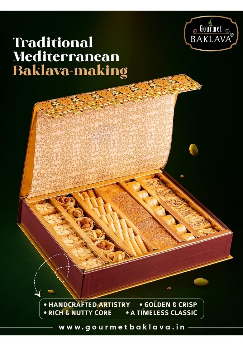 Gourmet Baklava Connoisseur Gift Hamper Box Premium Assorted Snacks & Sweets | Luxury Gifting for Festivals, Birthdays Corporate Events