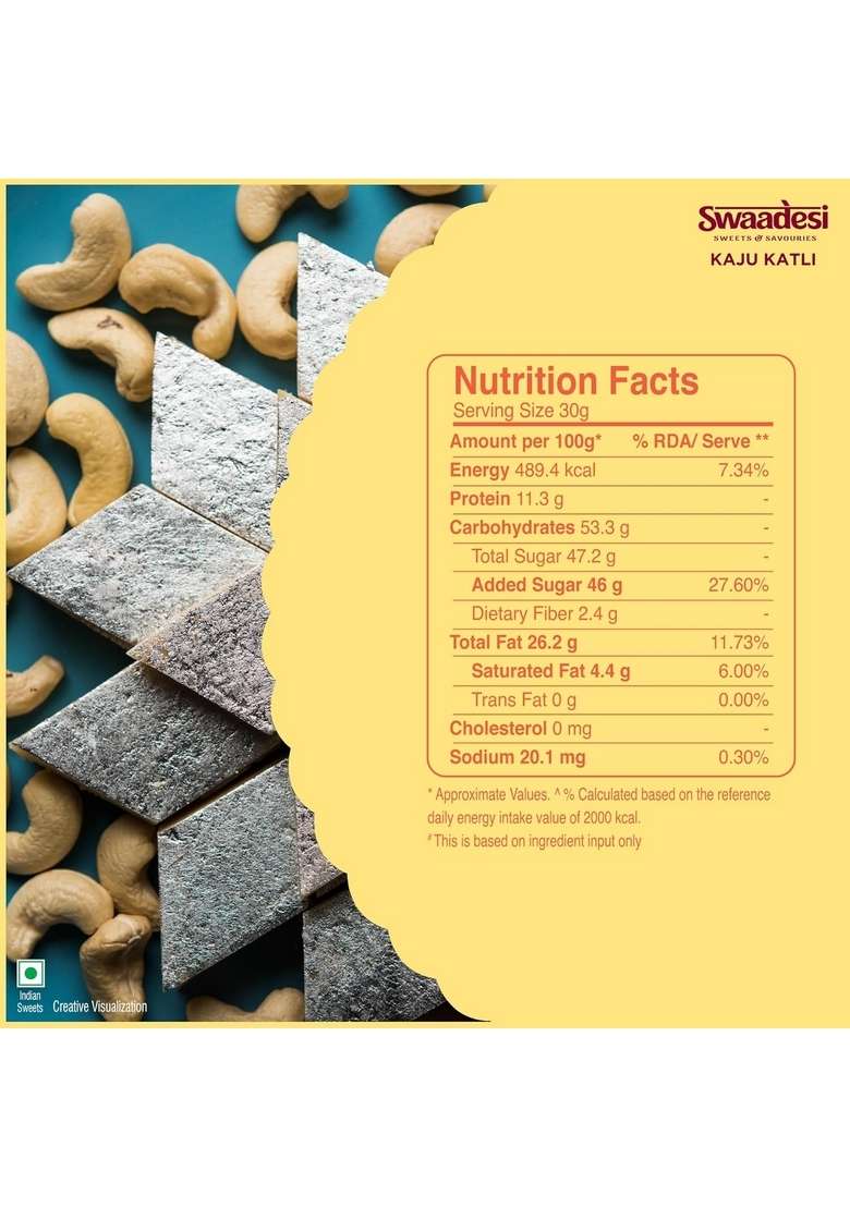 Unibic Swaadesi Shahi Kaju Katli 180gm/195gm Weight May Vary - Indya