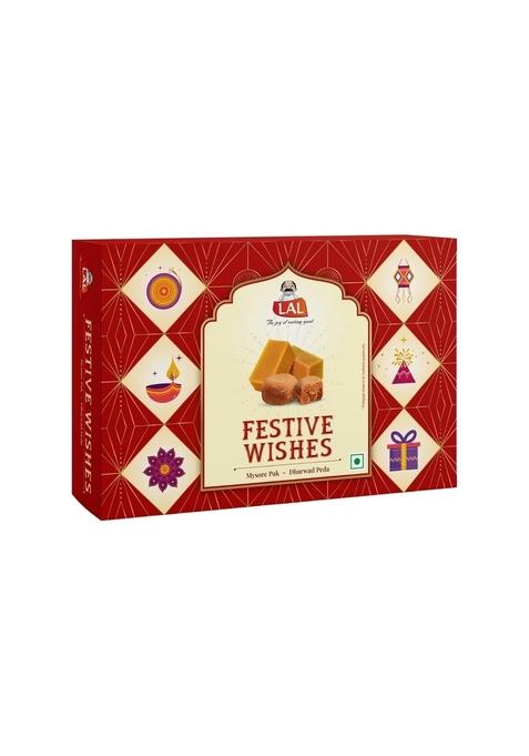 Lal Sweets Festive Wishes || Mysore Pak Dharwad Peda Diwali Gift Box Corporate Gifting - 400g