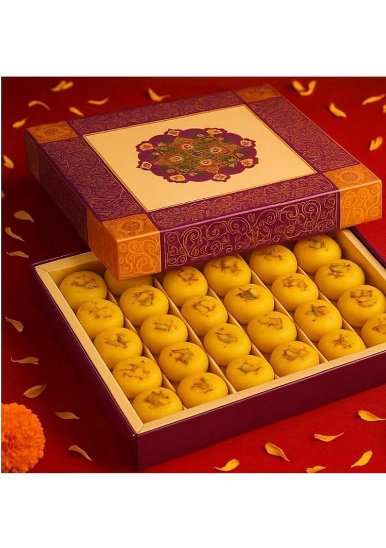 Ghasitaram's Mawa Peda Traditional Indian Sweet Gift Box, 250g, 11 Pieces, Decorative Packaging