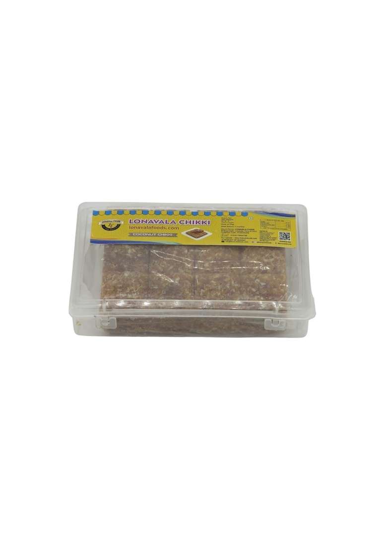 LONAVALA FOODS Famous Coconut Chikki Box - 200 grams, 24 Pieces | No Added Preservatives and Colours Roasted Made with Jaggery Sweet Gajak Bar - Indya