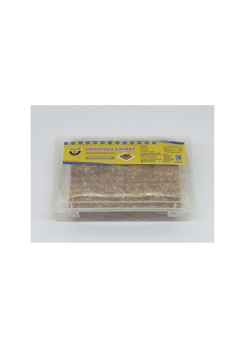 LONAVALA FOODS Famous Coconut Chikki Box - 200 grams, 24 Pieces | No Added Preservatives and Colours Roasted Made with Jaggery Sweet Gajak Bar - Indya