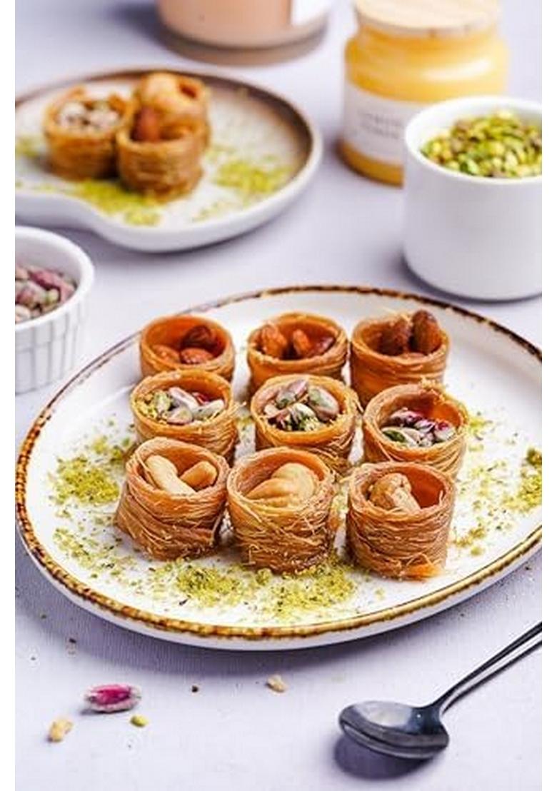 Gourmet Baklava Dry Fruit Nest -Premium Assorted with Nuts & Natural Sweetness | Handmade Middle Eastern Sweets 250g Gift Box