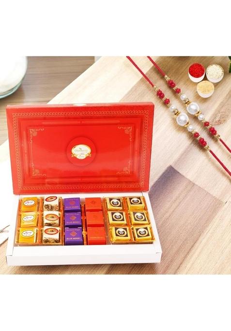 Ghasitaram Gifts Rakhi Gifts/Rakhi Sweets - Best Assorted Bites 18 pcswith 2 Rakhis