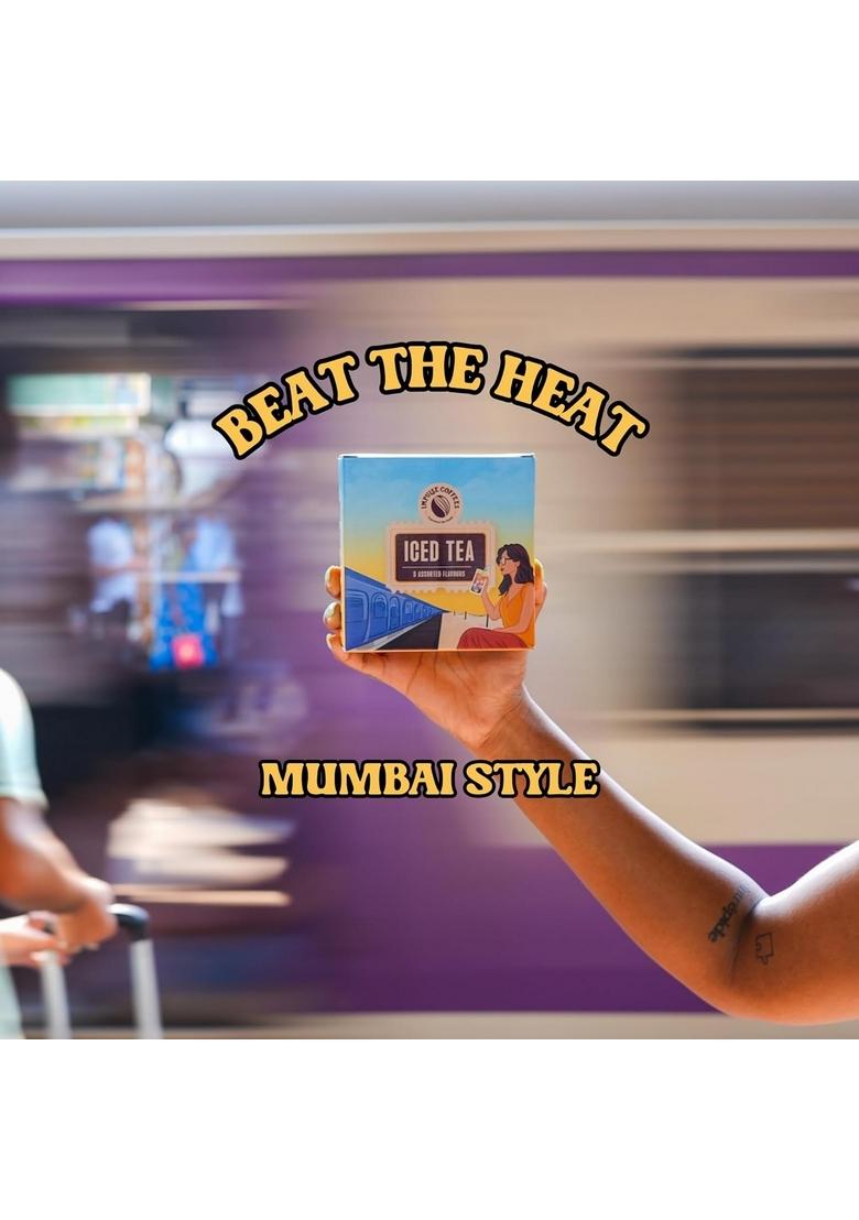 Impulse Coffees Assorted Instant Iced Tea Box | 10 Premix Sachets 5 Flavours Tasty Everyday Ideal Drink Mix Refreshing For Home & Travel 20 GM Each Sachet x