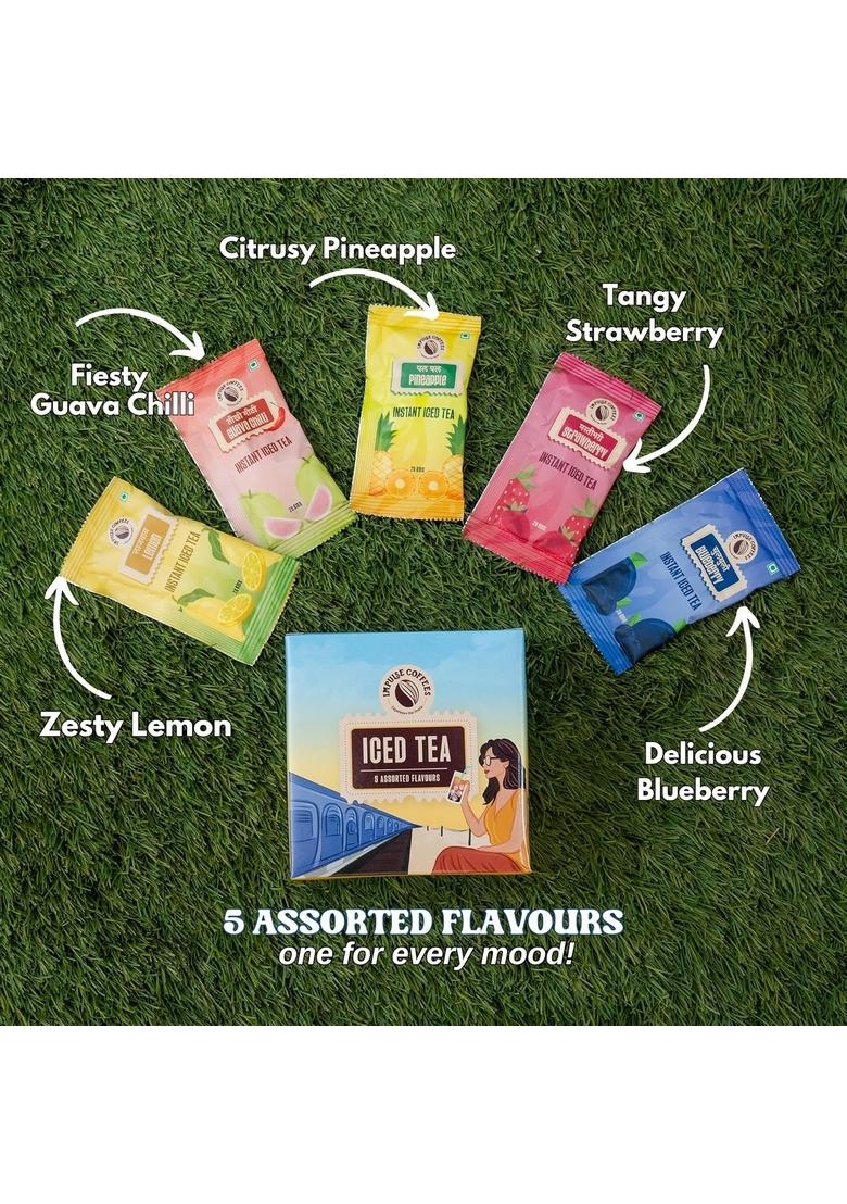 Impulse Coffees Assorted Instant Iced Tea Box | 10 Premix Sachets 5 Flavours Tasty Everyday Ideal Drink Mix Refreshing For Home & Travel 20 GM Each Sachet x