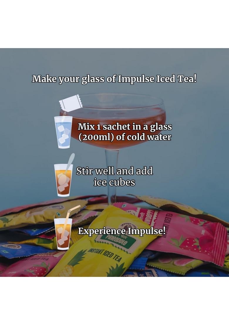 Impulse Coffees Assorted Instant Iced Tea Box | 10 Premix Sachets 5 Flavours Tasty Everyday Ideal Drink Mix Refreshing For Home & Travel 20 GM Each Sachet x